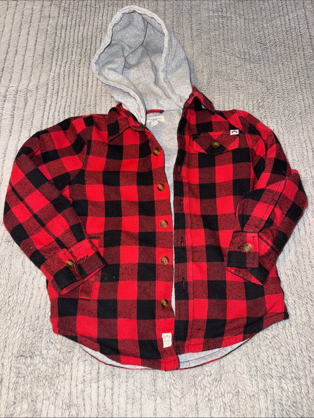 Appaman Kids Red & Black Buffalo Plaid Hooded Button-Up Shirt Jacket